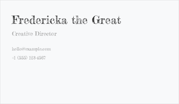Fredericka the Great Business Card