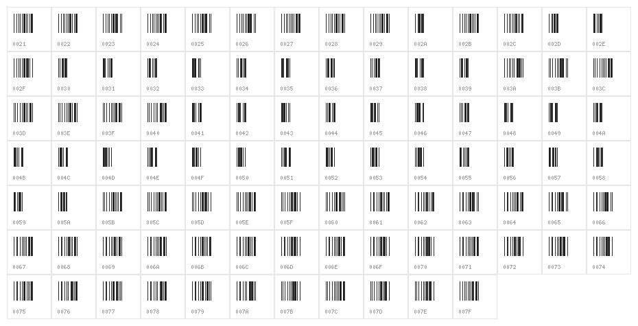 Free 3 of 9 Extended Regular Character Map