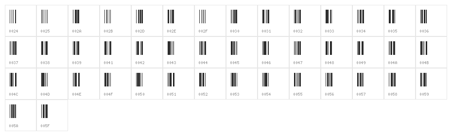 Free 3 of 9 Regular Character Map