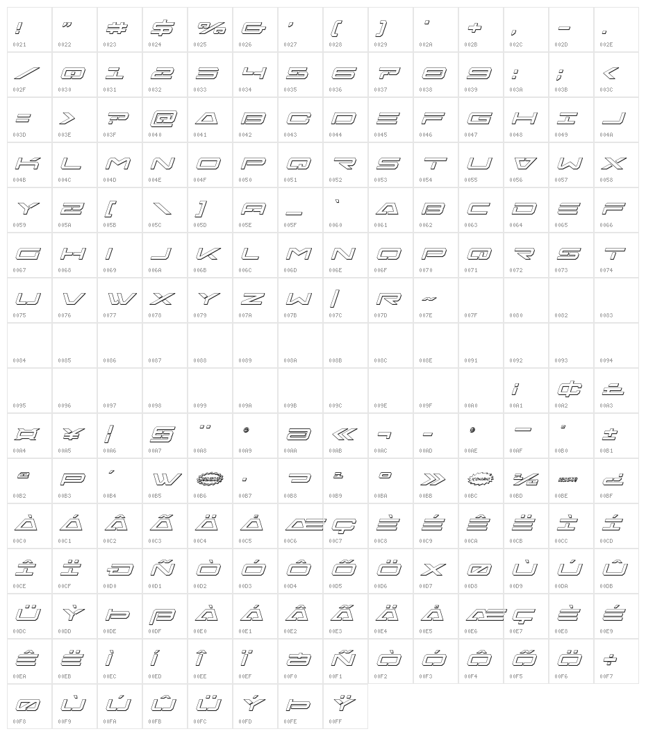 Free Agent 3D Italic Character Map