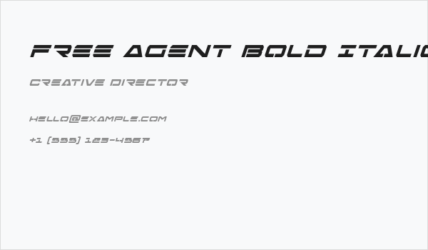 Free Agent Bold Italic Business Card