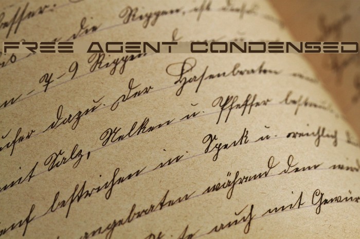 Free Agent Condensed Font examples