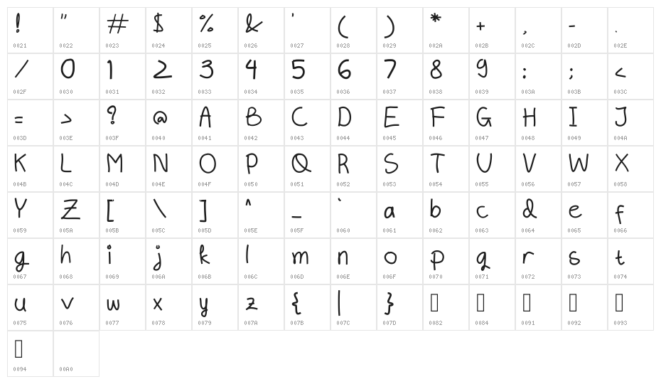 Free Bedora School Regular Character Map