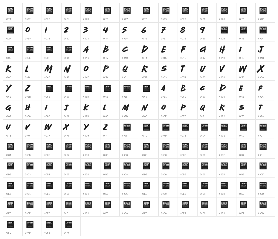 Free Minded Character Map