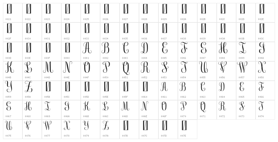 Free Monogram Character Map