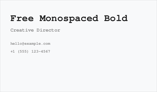 Free Monospaced Bold Business Card