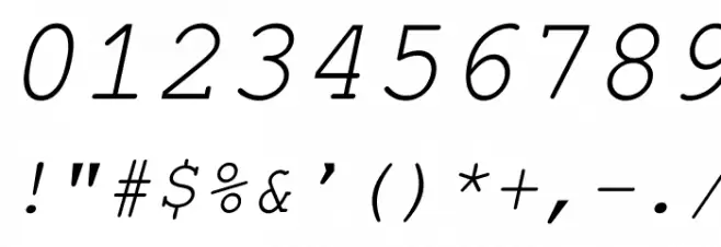 Free Monospaced Oblique Font OTHER CHARS