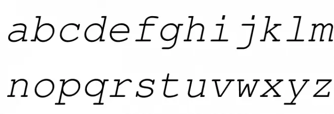 Free Monospaced Oblique Schriftart Kleinbuchstaben