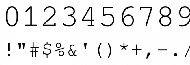 Free Monospaced Font OTHER CHARS