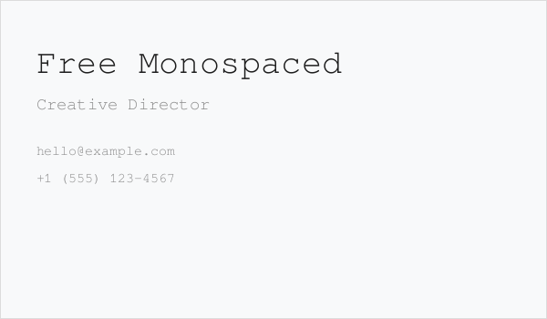 Free Monospaced Business Card