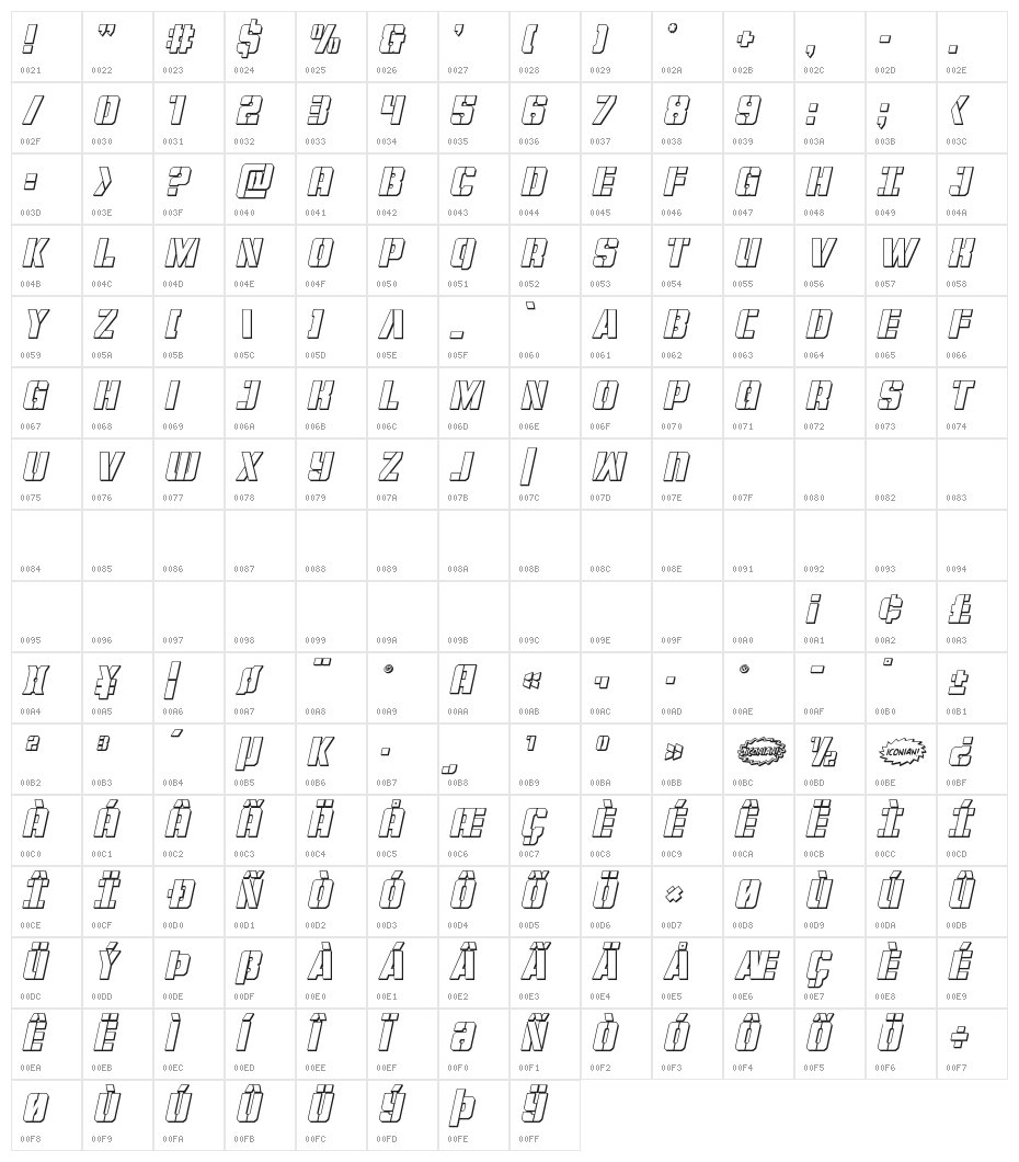 Free Shipping 3D Italic Character Map