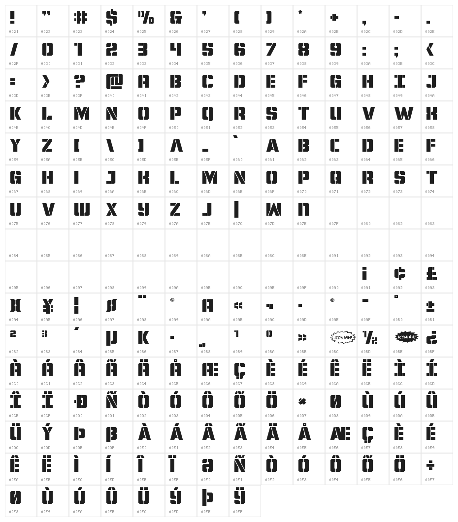 Free Shipping Expanded Character Map