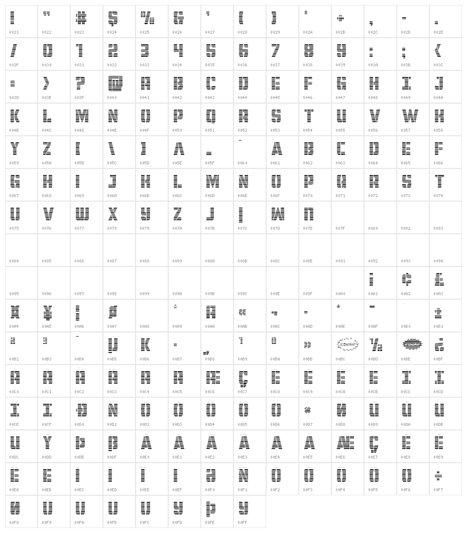 Free Shipping Gradient Character Map