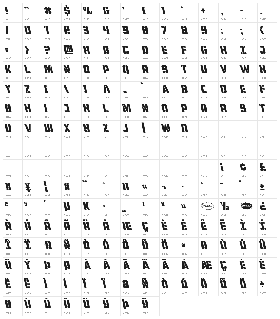 Free Shipping Leftalic Character Map