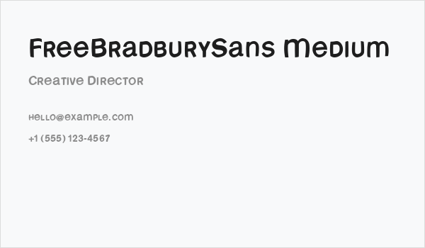 FreeBradburySans Medium Business Card