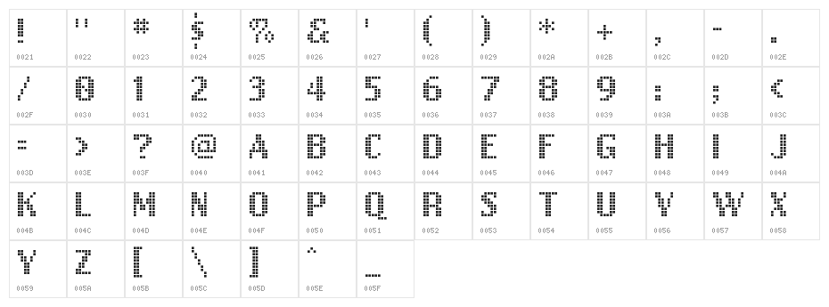 FreeDesign001Dotdot Character Map