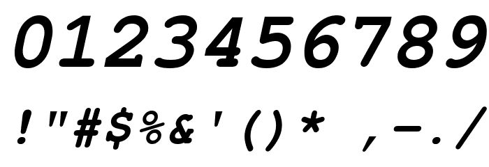 FreeMono Bold Oblique Font OTHER CHARS