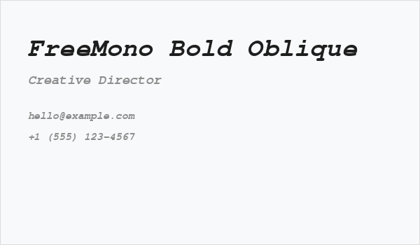 FreeMono Bold Oblique Business Card