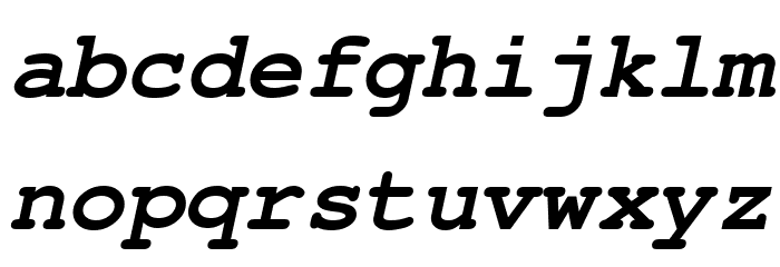 FreeMono Bold Oblique Font LOWERCASE