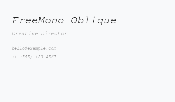 FreeMono Oblique Business Card