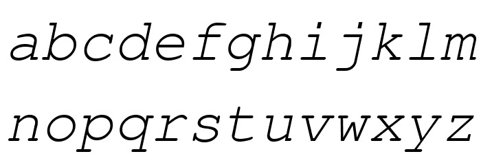 FreeMono Oblique Font LOWERCASE