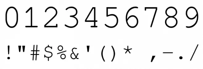 FreeMono Font OTHER CHARS