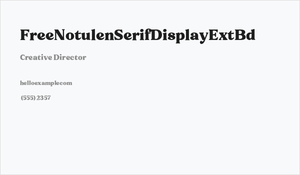 FreeNotulenSerifDisplay-ExtBd Business Card