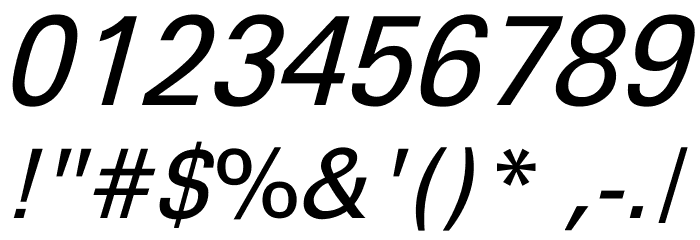 FreeUniveral-Italic Font OTHER CHARS