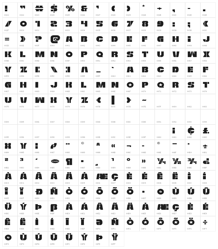 Freedom Fighter Expanded Character Map