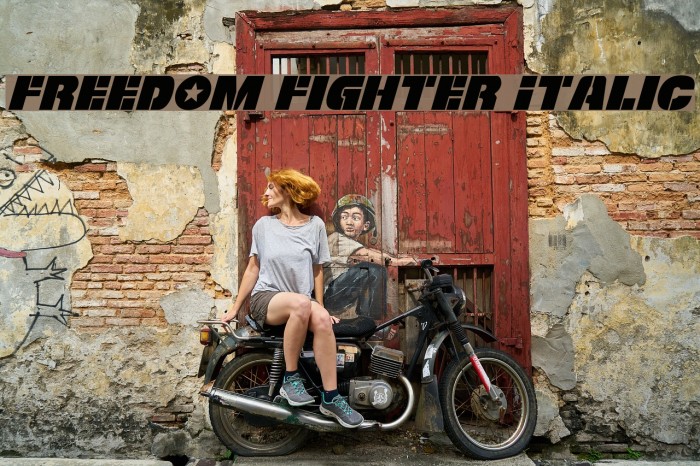 Freedom Fighter Italic Font examples