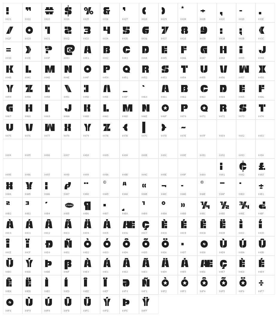 Freedom Fighter Regular Character Map