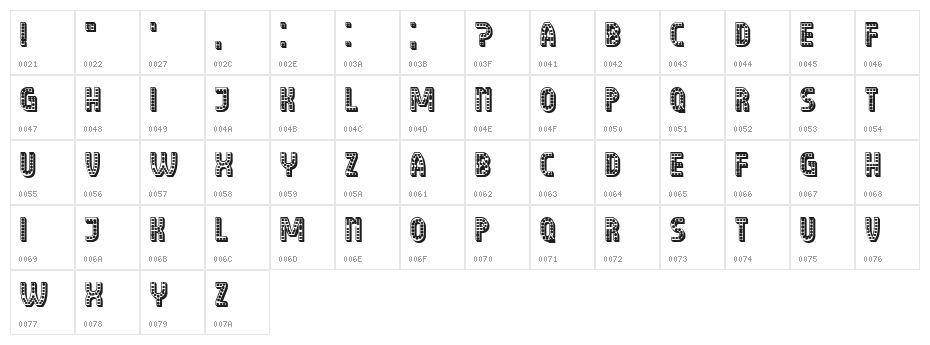 Freelancer Regular Character Map
