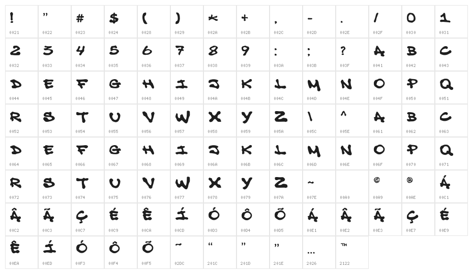 Freestyle 163 Regular Character Map