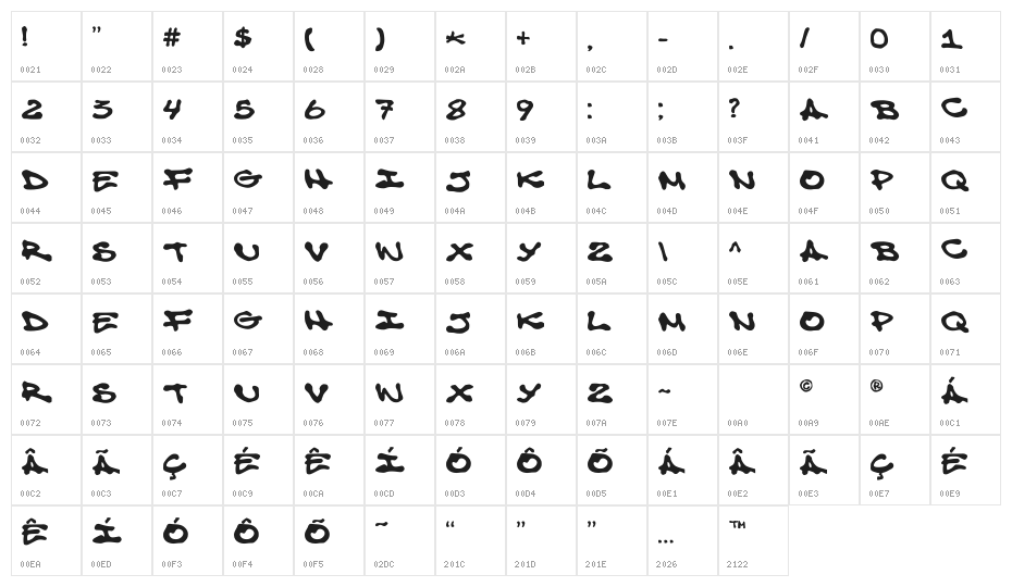 Freestyle 163 Style2 Regular Character Map