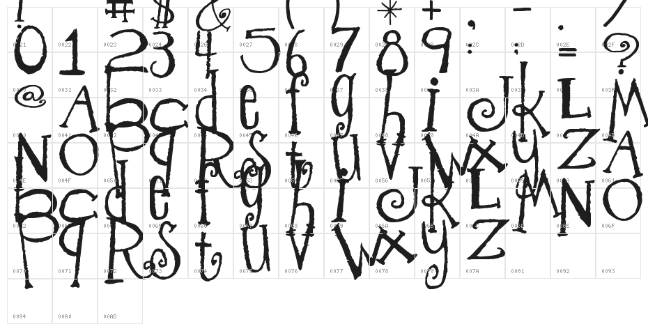 Freeze! Character Map