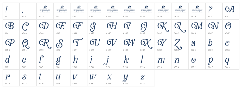 French Croissant DEMO Character Map