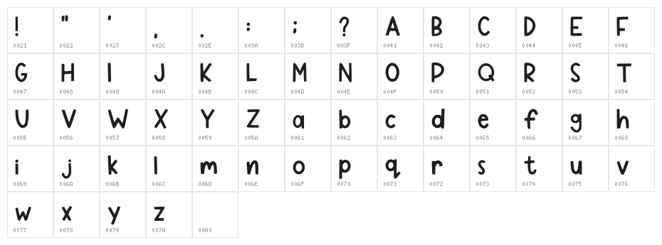 Fresh Lemonade Regular Character Map