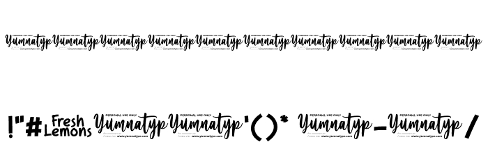 Fresh Lemons Personal Use Font OTHER CHARS