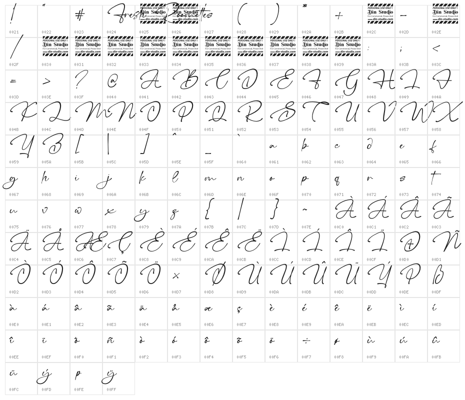 Fresh Roomettes personal use Character Map