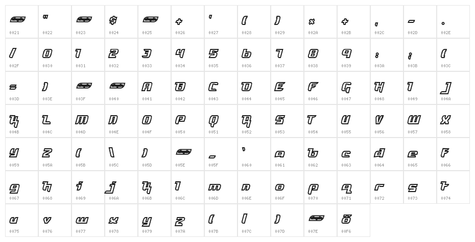 Freya Outline Character Map