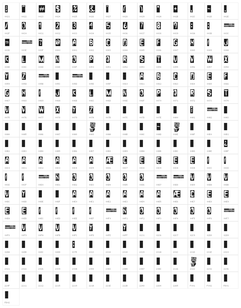 Friday 14 Character Map