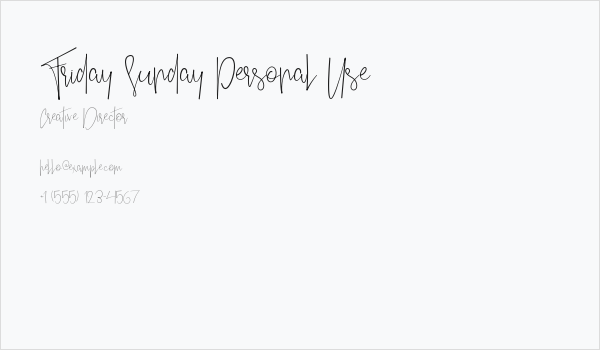 Friday Sunday Personal Use Business Card