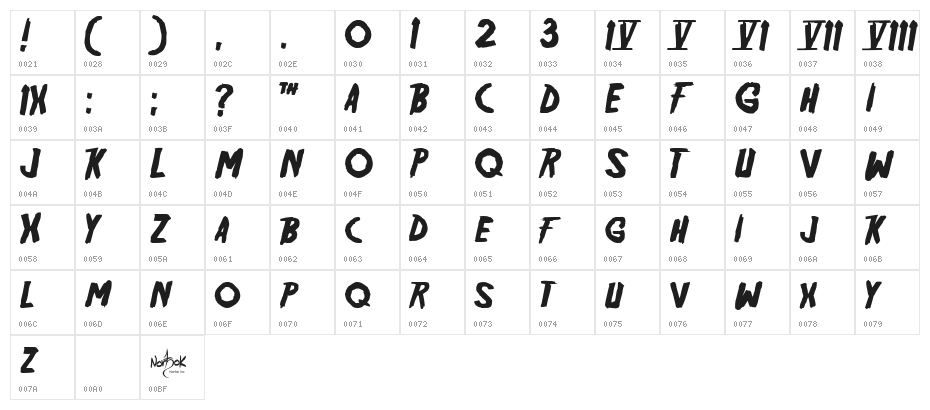 Friday13 Character Map