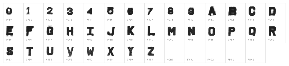 FridgeLetters Character Map
