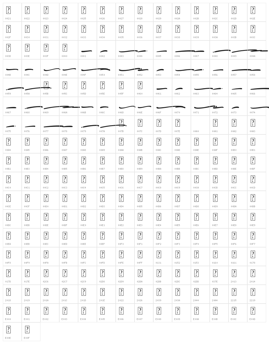 FridolliaSwash Character Map