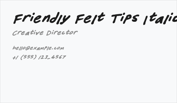 Friendly Felt Tips Italic Business Card