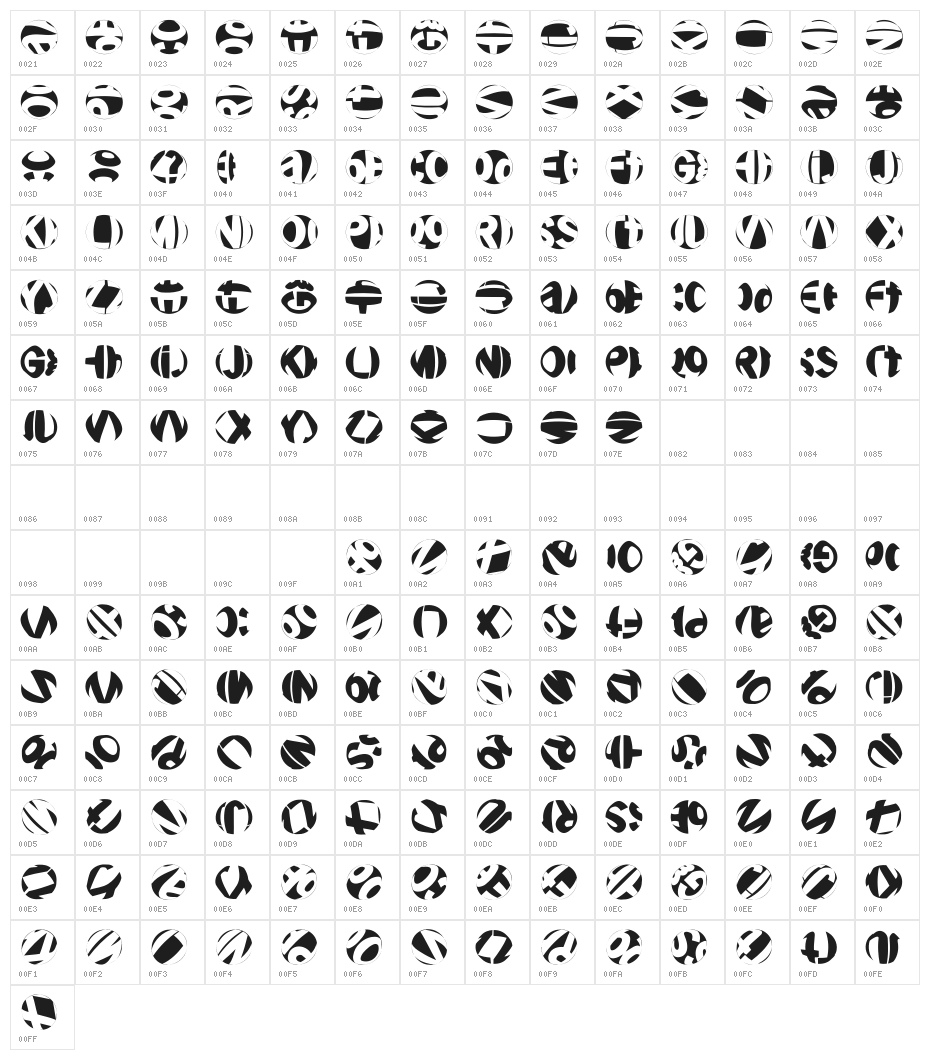 FriendlyFireBullets Character Map