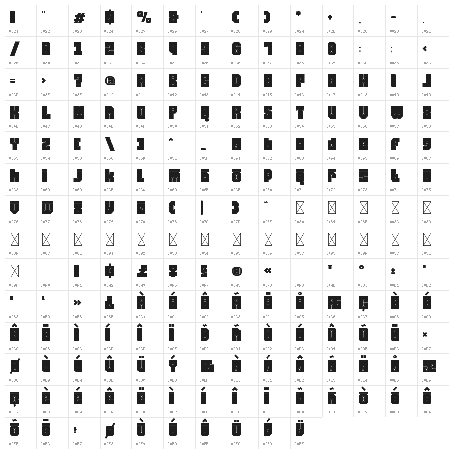 Friez One Character Map