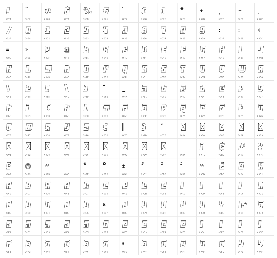 Friez Seven Character Map