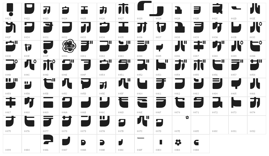 Frigate Katakana Character Map
